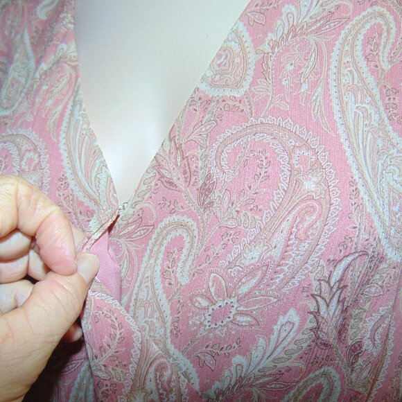 Sanderson of London X Paige Silk Palazzo Midi Wrap Dress Lipstick Pink Large L - Picture 3 of 14